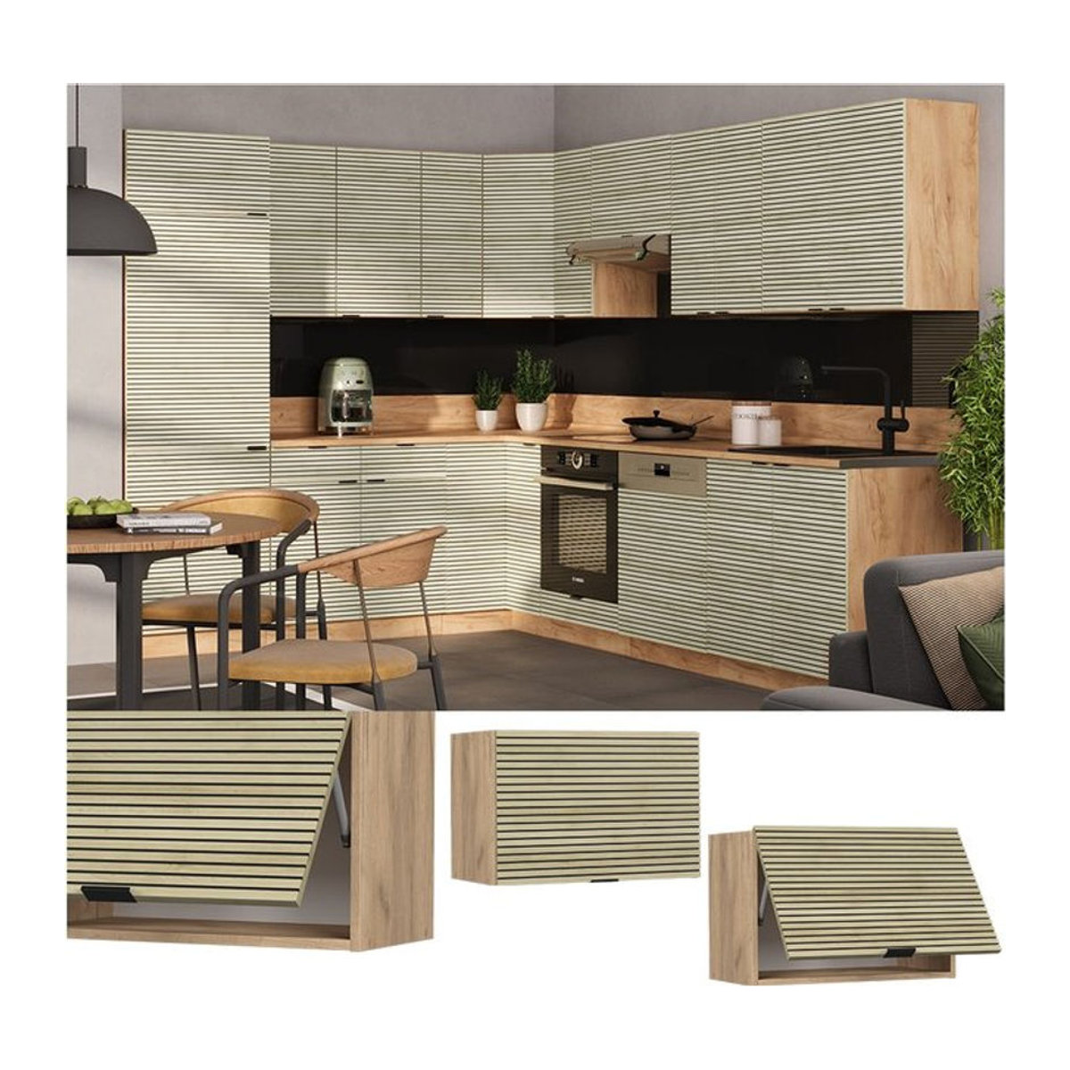 Vicco Hängeschrank Fame-Line Eiche Natur mit Drehtüren B: 60 cm, H: 40 cm, T: 34,1 cm - Bild 1