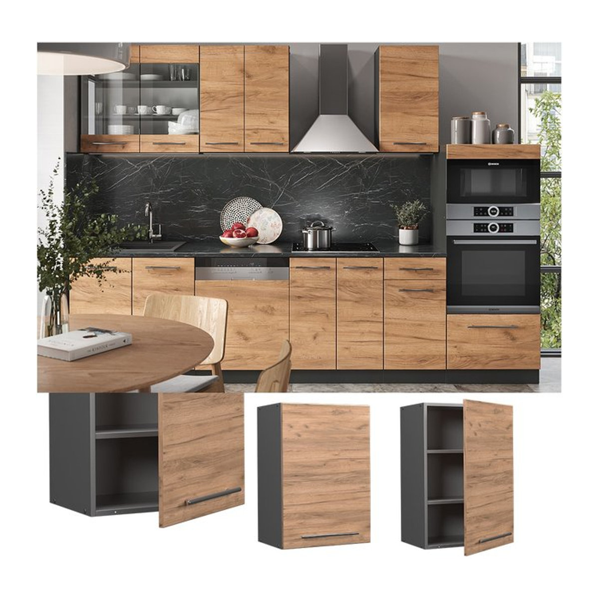 Vicco Hängeschrank Fame-Line in Anthrazit und Eiche, modern, B: 50 cm, H: 72 cm, T: 34,1 cm - Bild 1