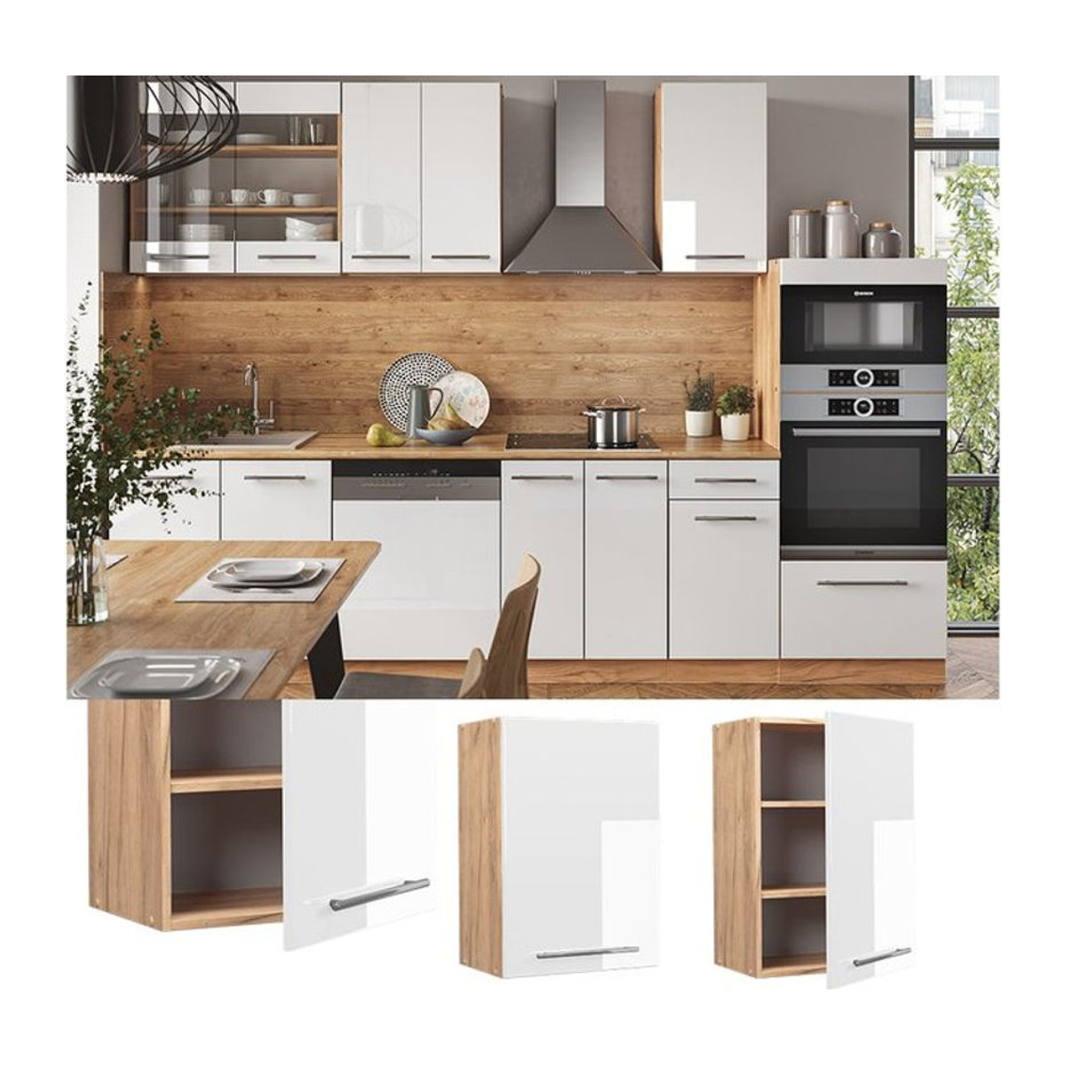 Vicco Hängeschrank Fame-Line in Eiche und Weiß mit Drehtüren und Einlegeboden, Breite: 50 cm - Bild 1