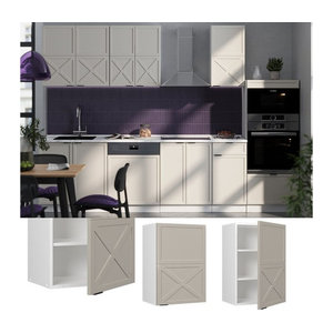 Vicco Hängeschrank Fame-Line in Weiß Grau Beige mit Drehtüren im Landhausstil Breite: 50 cm