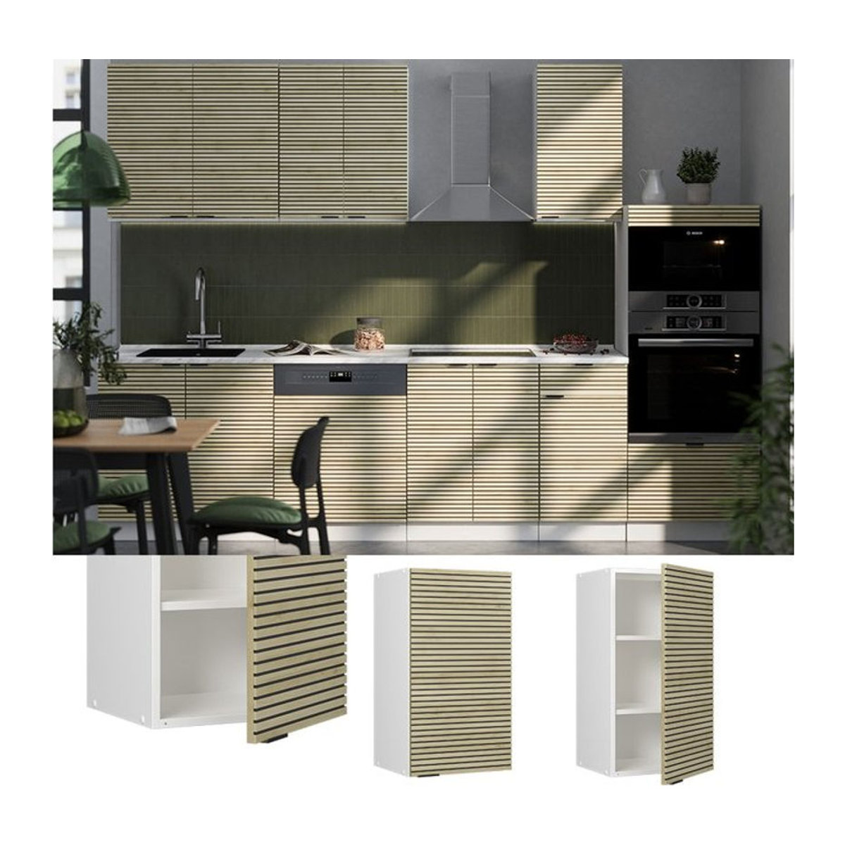 Vicco Hängeschrank Fame-Line in Weiß und Eiche mit Drehtüren und Metall-Elementen, Breite: 40 cm - Bild 1