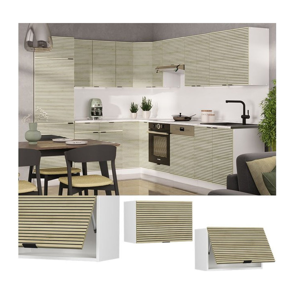 Vicco Hängeschrank Fame-Line in Weiß und Eiche Natur mit Drehtüren, Breite: 60 cm, Höhe: 40 cm, Tiefe: 34,1 cm - Bild 1