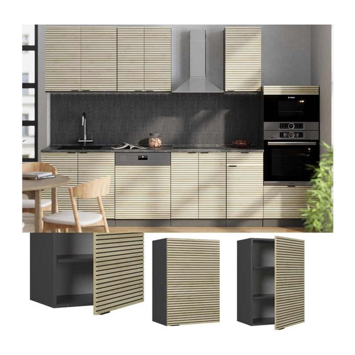 Vicco Hängeschrank Fame-Line Modern in Anthrazit und Eiche mit Drehtüren, Breite: 50 cm - Bild 1