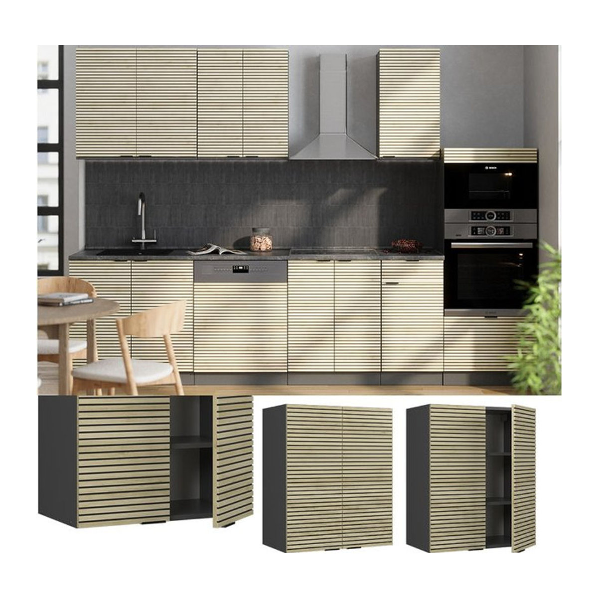 Vicco Hängeschrank Fame-Line Modern in Anthrazit und Eiche mit Drehtüren Breite: 60 cm - Bild 1