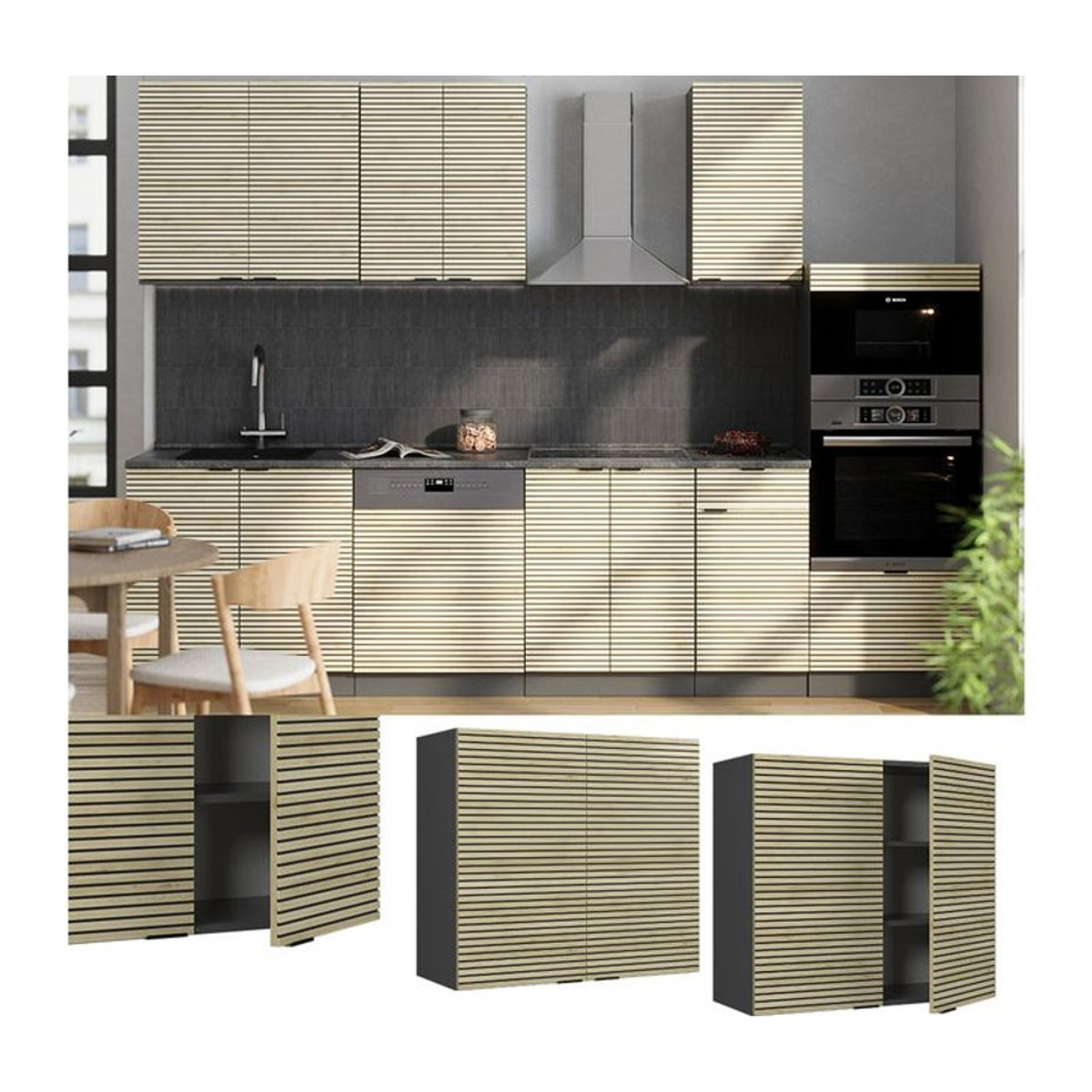 Vicco Hängeschrank Fame-Line Modern in Anthrazit und Eiche mit Drehtüren, Breite: 80 cm - Bild 1