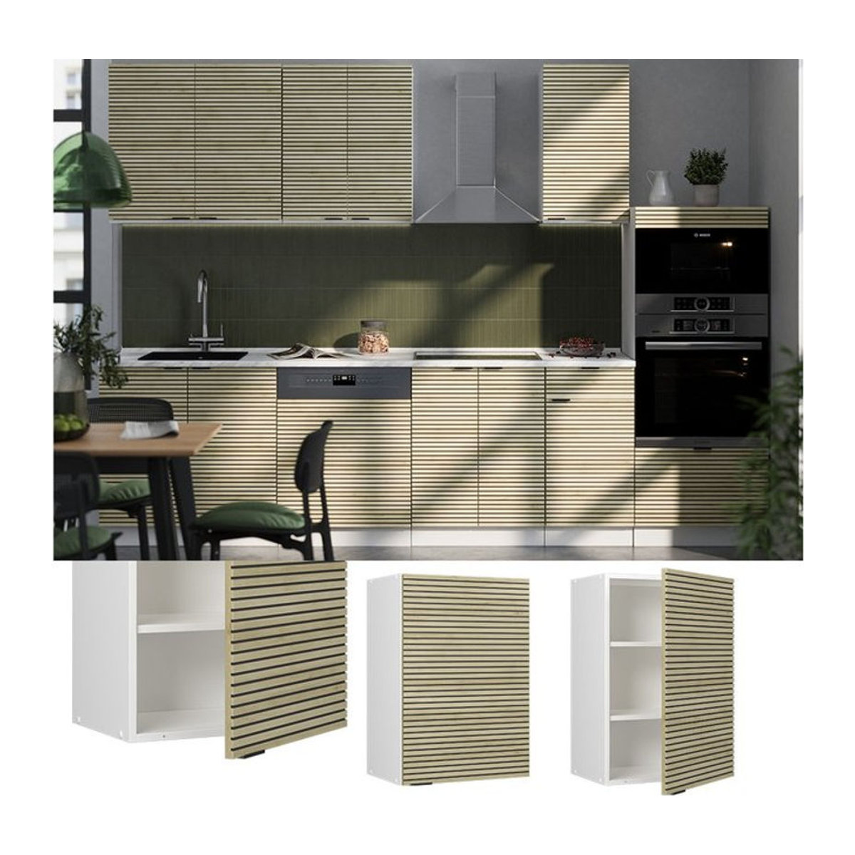Vicco Hängeschrank Fame-Line Modern Weiß Eiche mit Drehtüren Breite: 50 cm - Bild 1