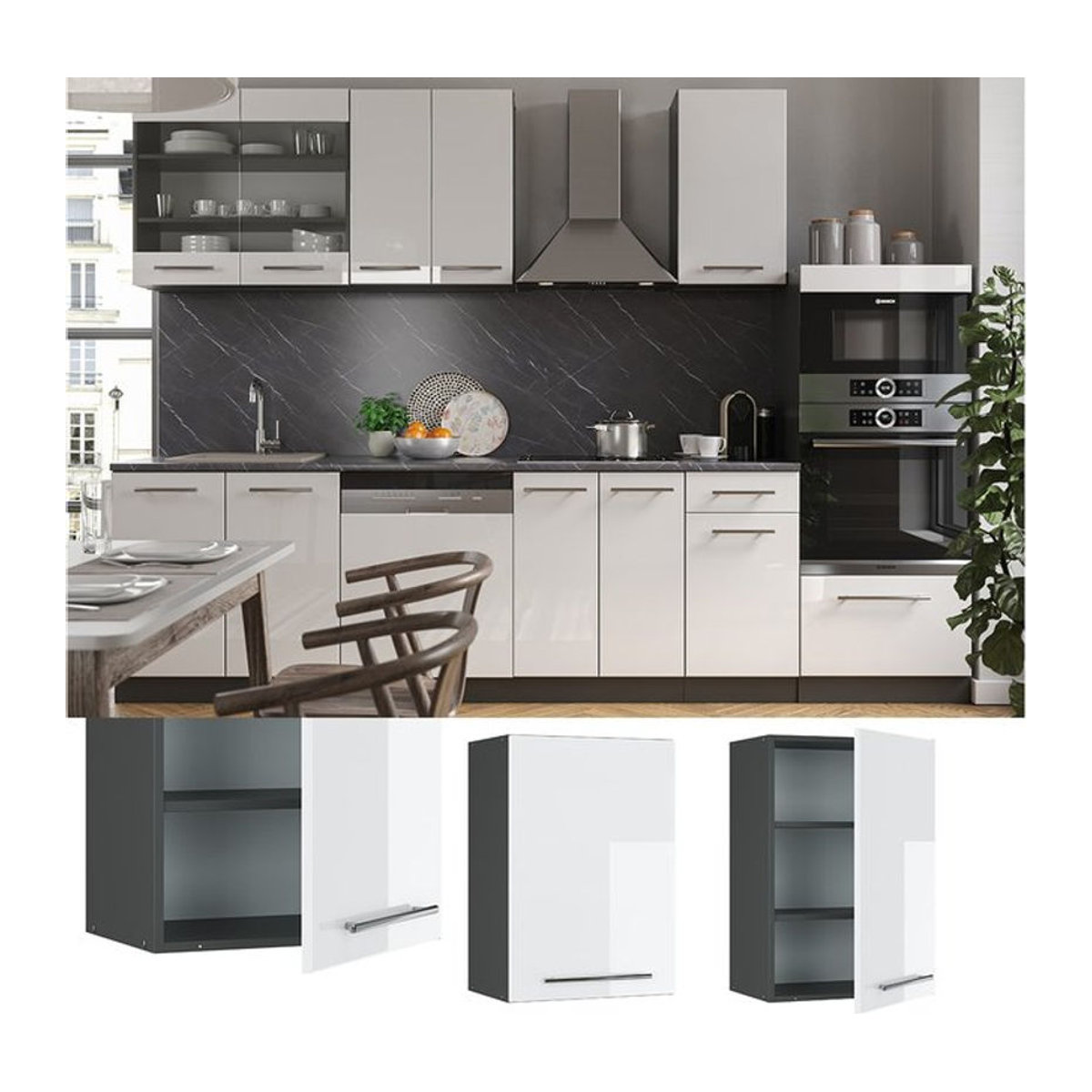 VICCO Hängeschrank Fame-Line Weiß Hochglanz Modern mit Drehtüren Breite: 50 cm - Bild 1