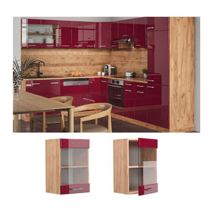 Vicco Hängeschrank R-Line Küchenglasschrank in Rot mit Drehtüren, Breite: 40 cm