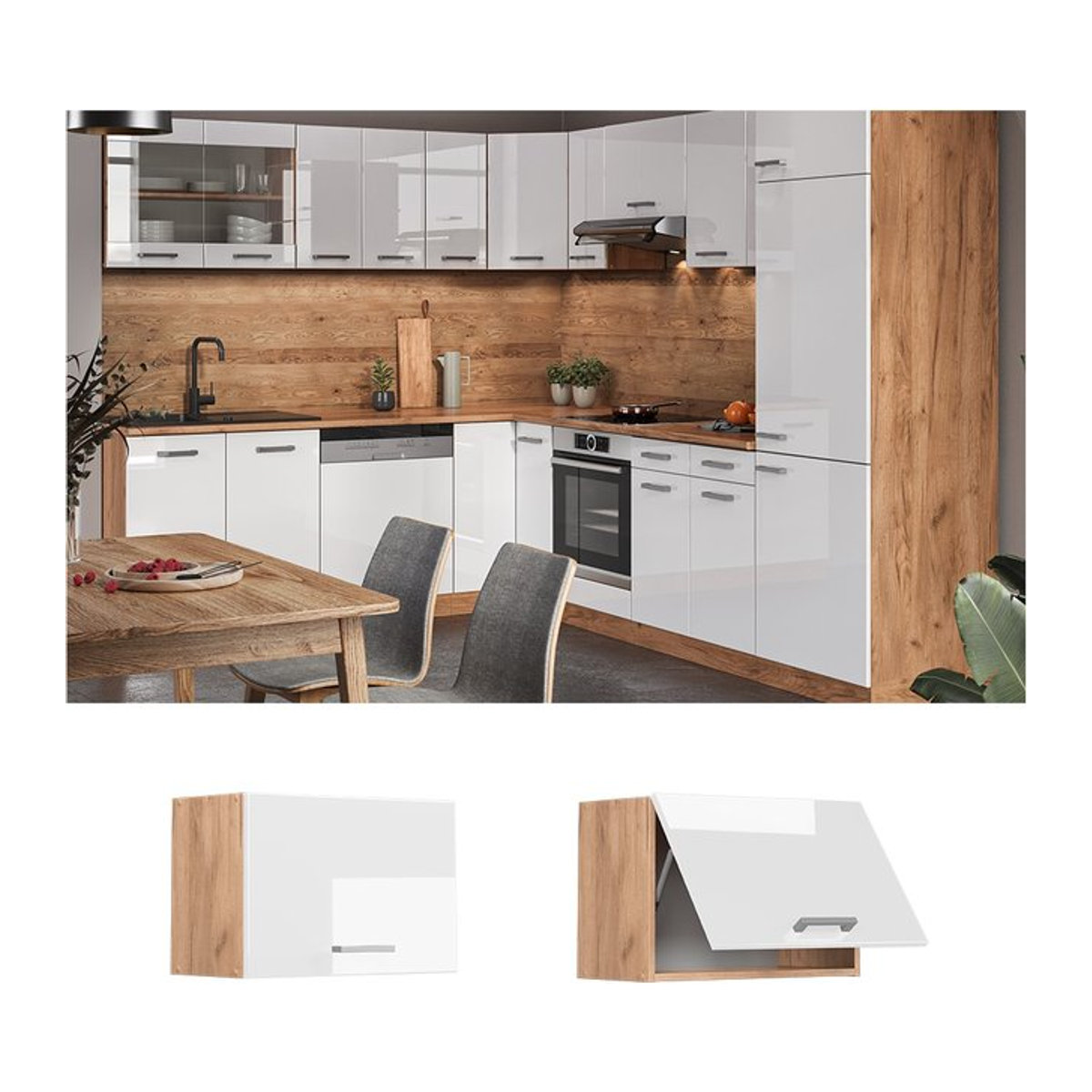 Vicco Hängeschrank R-Line Weiß Hochglanz B: 60 cm, H: 40 cm, T: 31 cm - Bild 1