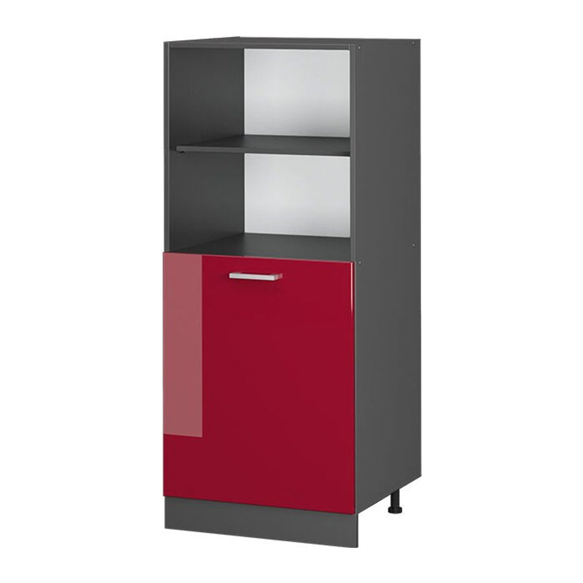 Vicco Herdbauschrank R-Line Unterschrank in Anthrazit und Rot mit Drehtüren, Breite: 60 cm, Höhe: 143 cm, Tiefe: 57,2 cm - Bild 2