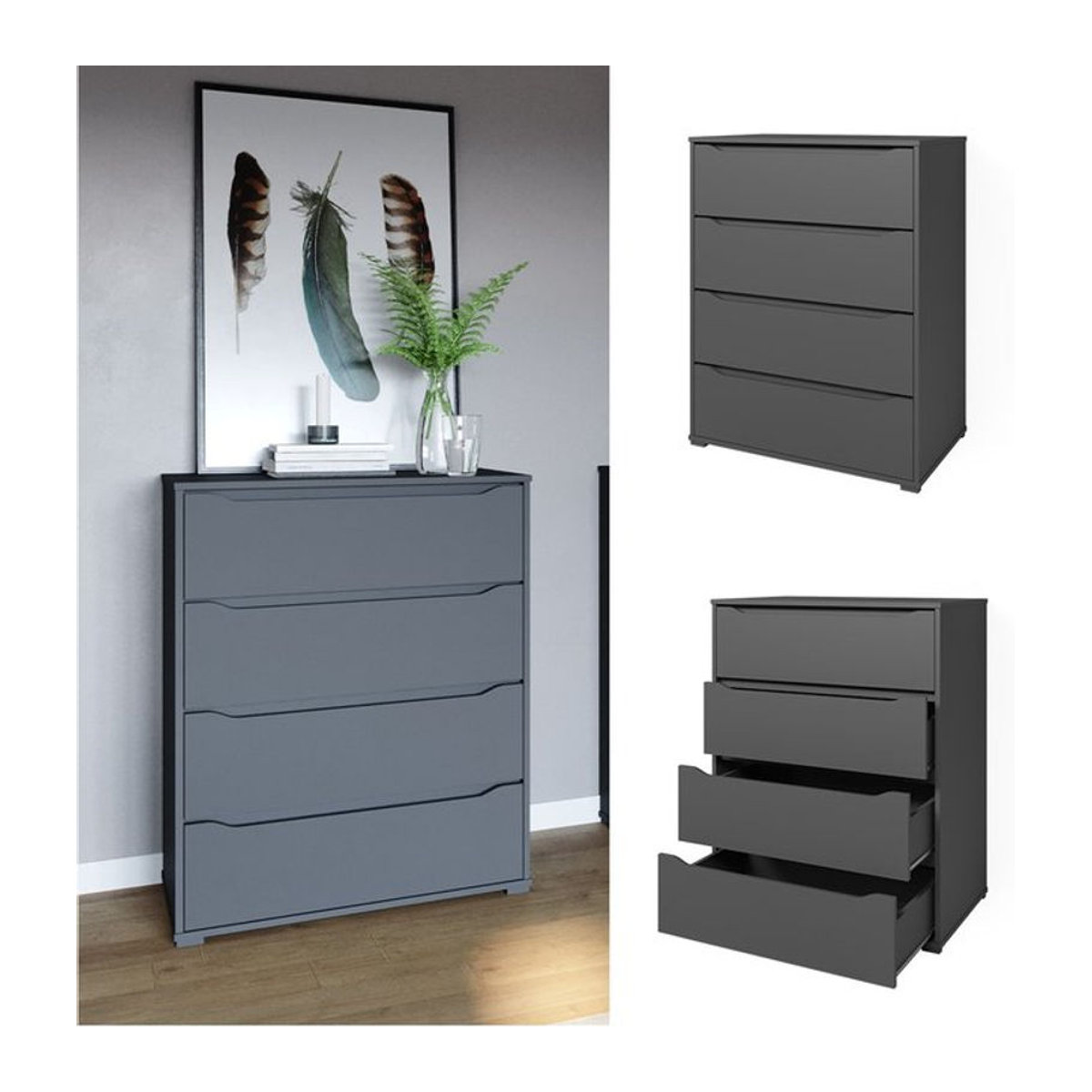 Vicco Highboard Ruben Mehrzweckschrank in Anthrazit mit Schublade und Ablage, Breite: 80 cm, Tiefe: 48 cm, Höhe: 101,6 cm - Bild 1