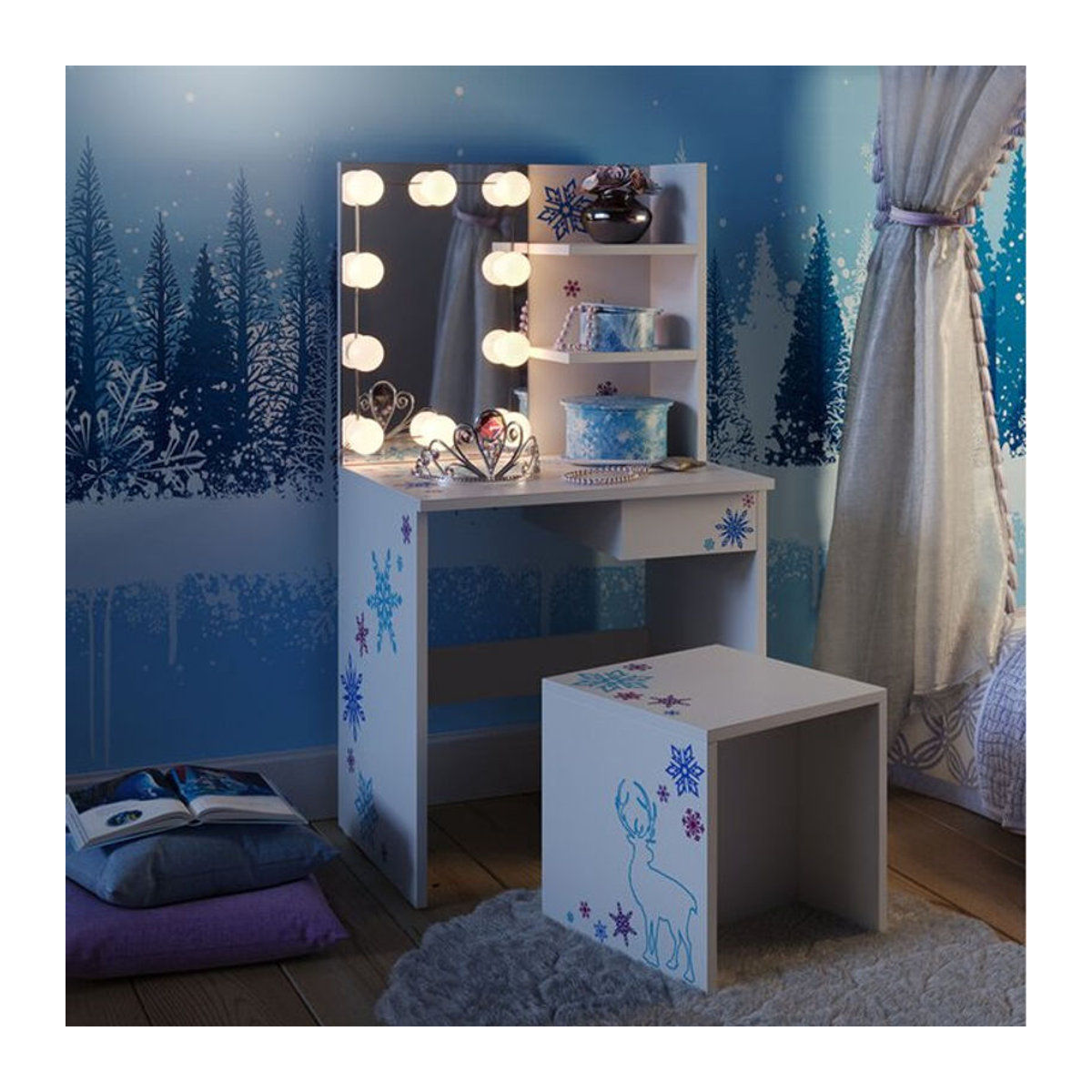 Vicco Kinder Schminktisch Schneeflocke in Weiß mit LED Beleuchtung - Bild 2