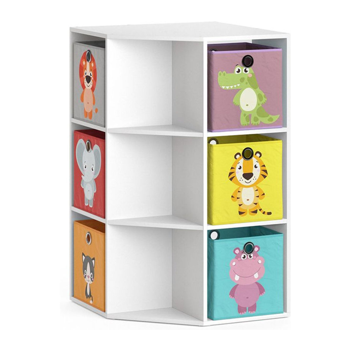 Vicco Kinderregal Luigi Eckregal mit 6 Faltboxen in Weiß, B: 64 cm, H: 107,8 cm - Bild 2