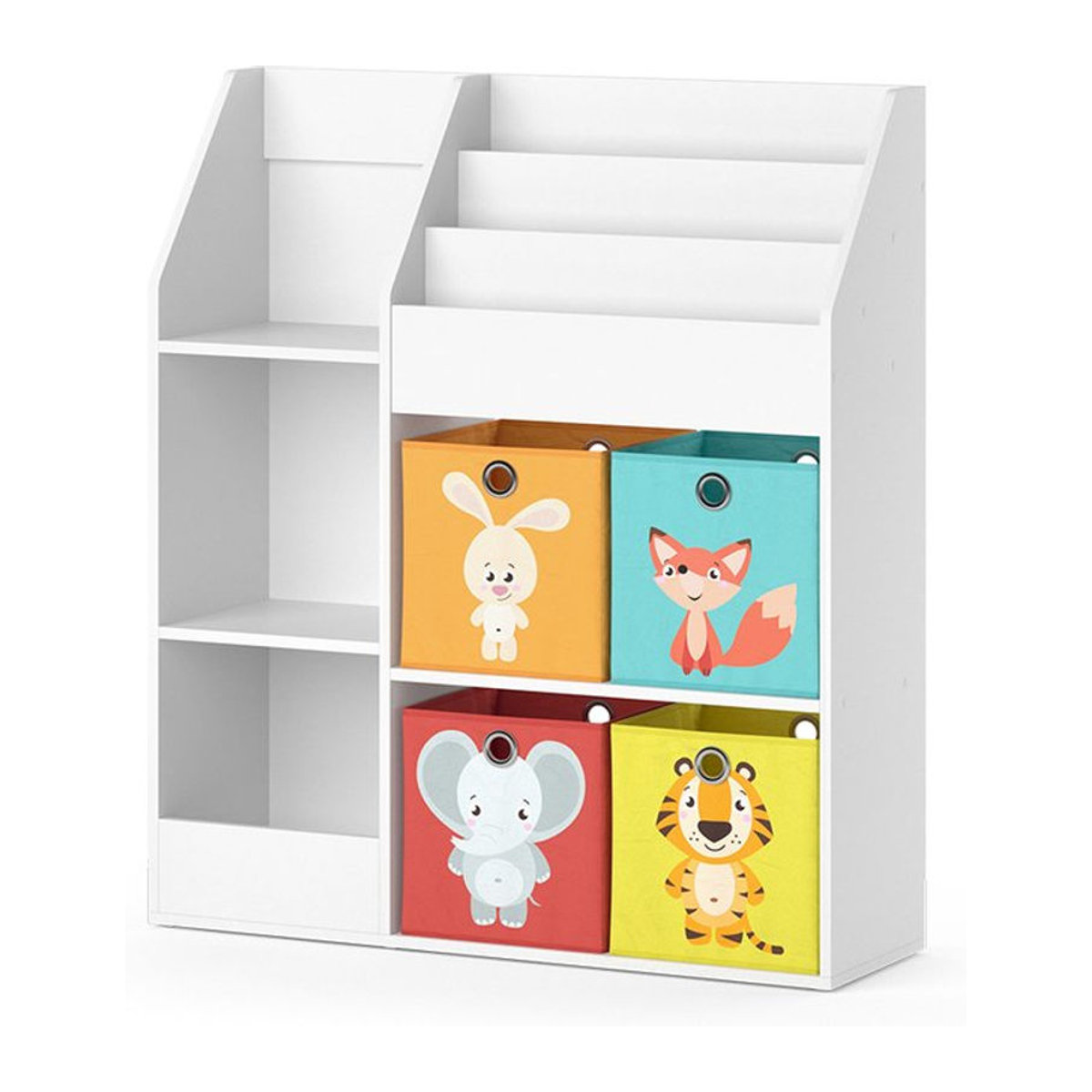 Vicco Kinderregal Luigi Weiß mit 4 bunten Faltboxen, B/H/T: 100,4 x 114,2 x 30,9 cm - Bild 2