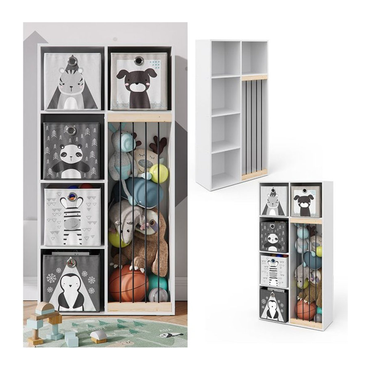 Vicco Kinderregal Marvin Aufbewahrungssystem aus Holz in Weiß, B/H: 72 x 143 cm - Bild 1