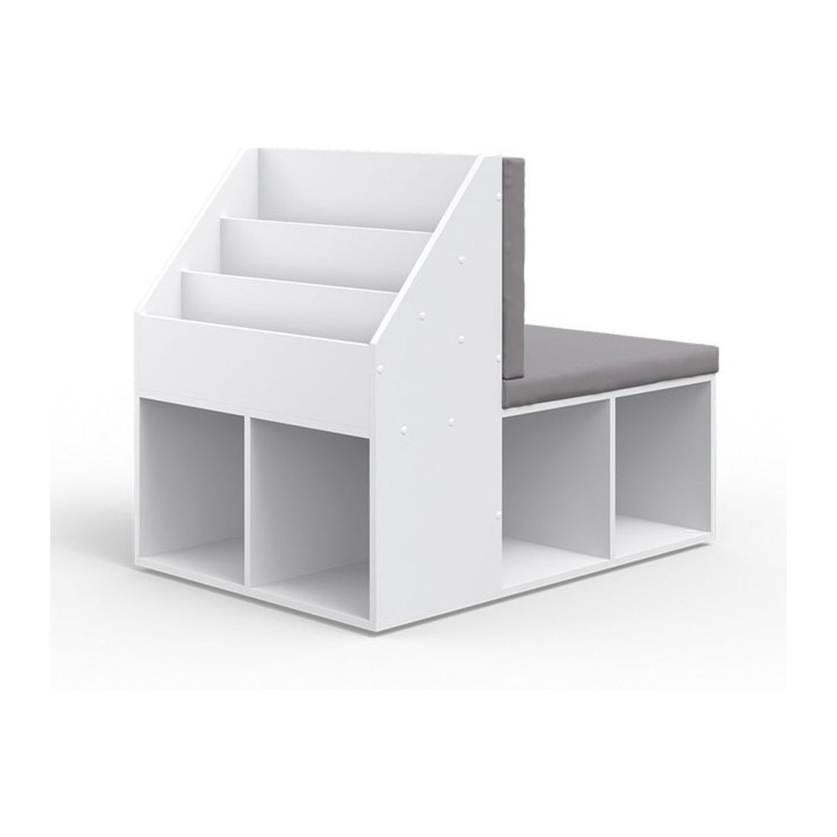 Vicco Kinderregal Onix mit Sitzbank in Weiß und Kunstleder, B: 97.1 cm, H: 148.67 cm, T: 44.47 cm - Bild 1