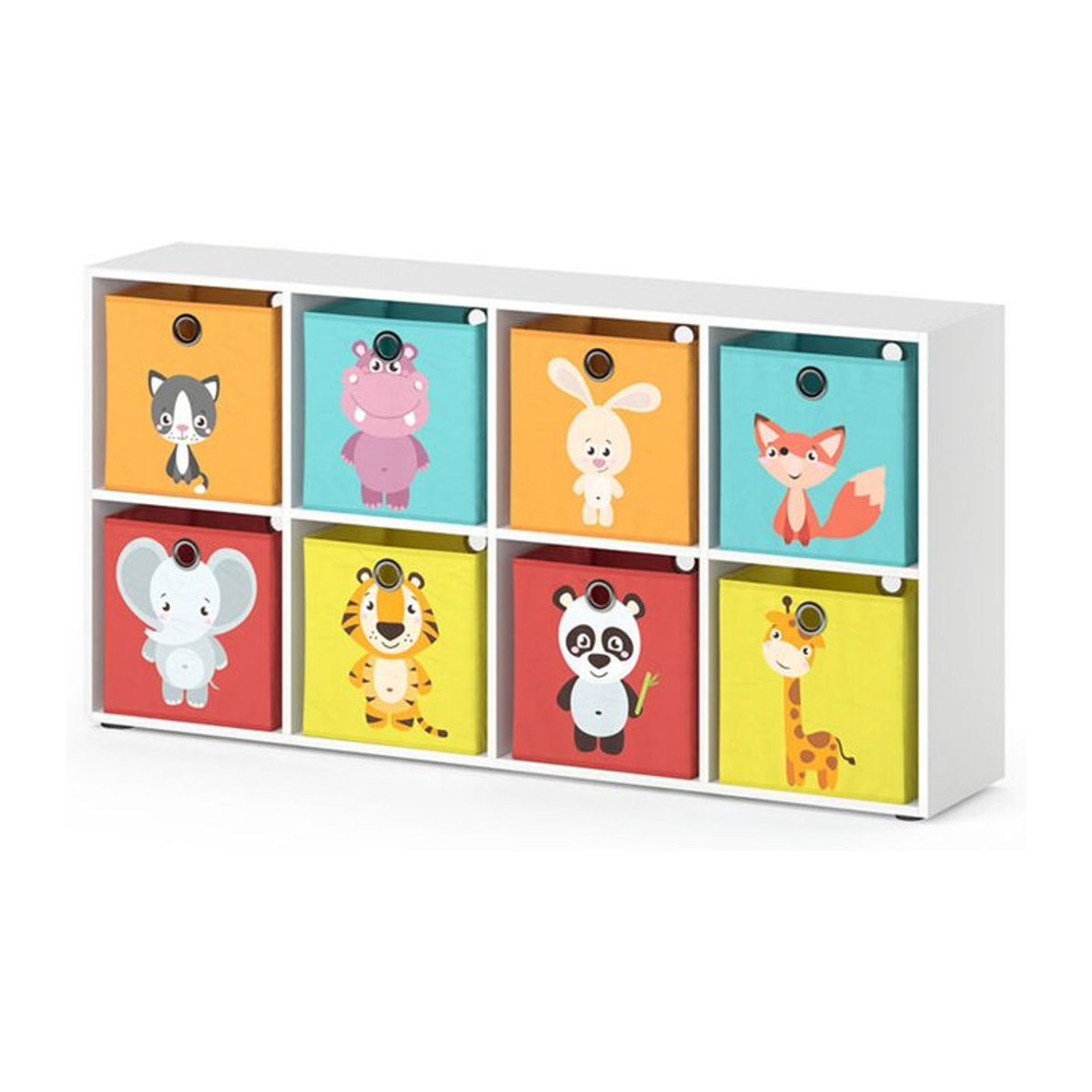 Vicco Kinderregal Scutum Weiß als Bücherregal und Wandregal mit 8 Faltboxen, H: 143 cm, B: 72,6 cm, T: 27,93 cm - Bild 2
