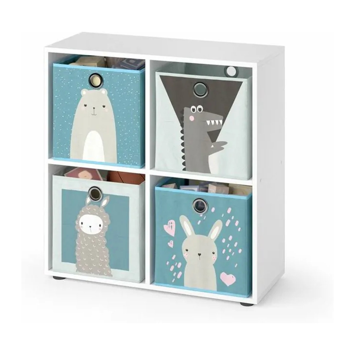 Vicco Kinderregal Tetra in Weiß mit 4 Faltboxen in Grau und Blau, B/H: 72,6 x 72 cm - Bild 2