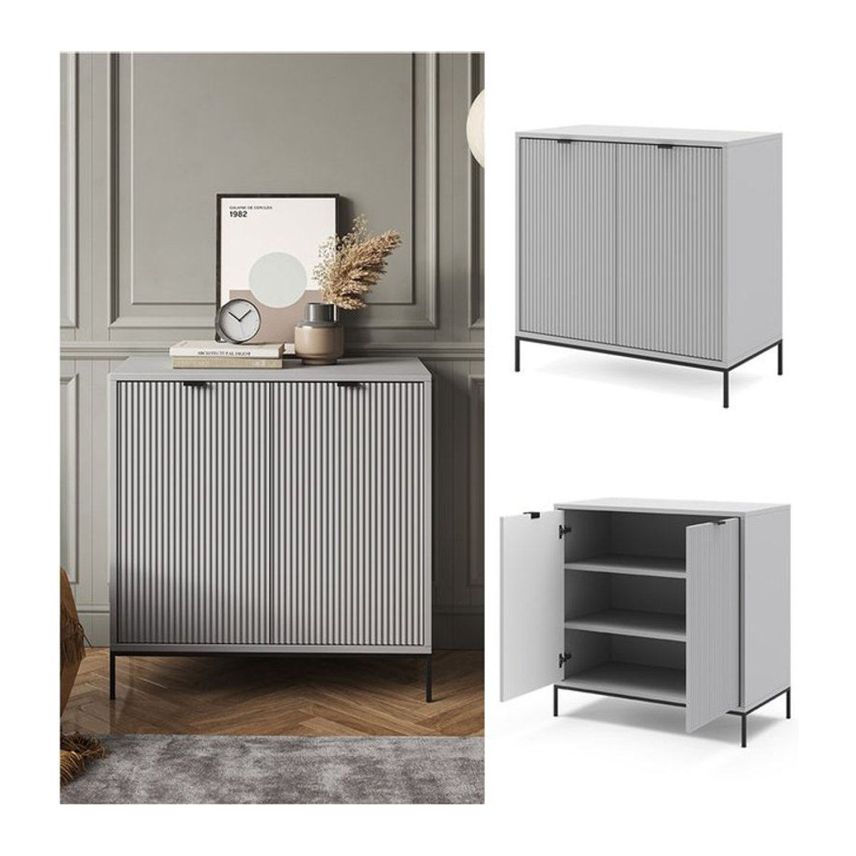 Vicco Kommode Eliza Modern in Grau mit 2 Türen, Breite: 80 cm - Bild 1