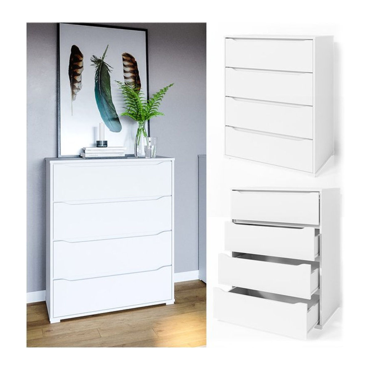 Vicco Kommode Ruben in Weiß mit 4 Schubladen, modernes Sideboard aus Holzwerkstoff, B/H: 80 x 101.6 cm - Bild 1