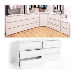 VICCO Kommode RUBEN Weiß mit 6 Schubladen, minimalistisches Sideboard mit Melaminharzbeschichtung, B: 160 cm, H: 77,6 cm, T: 48 cm