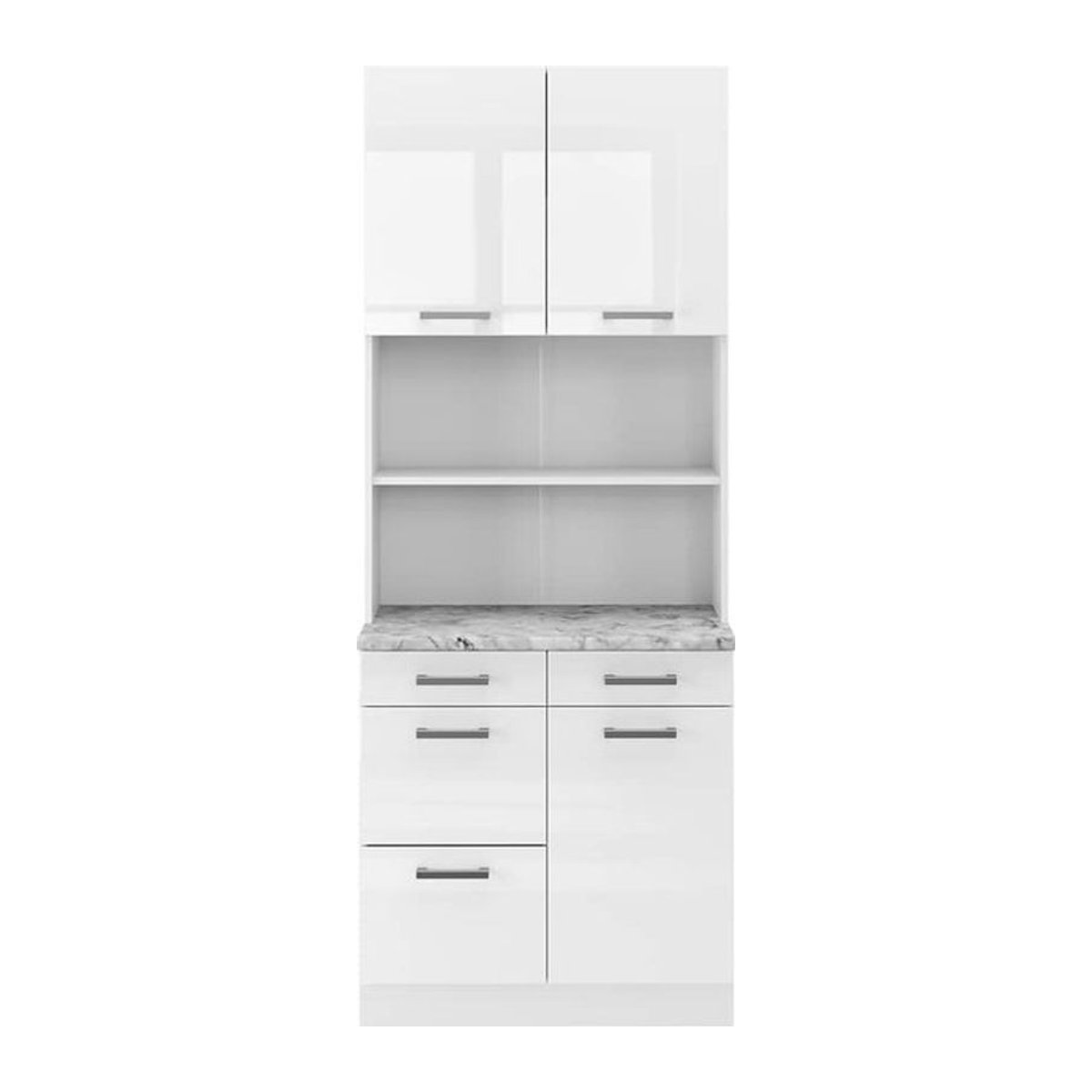 Vicco Küchenblock R-Line Buffetküche in Weiß Hochglanz mit 80 cm Arbeitsplatte und Drehtüren - Bild 1