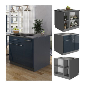 Vicco Kücheninsel Fame-Line in Anthrazit und Dunkelblau Hochglanz mit Metallgestell, modern, Breite: 90 cm