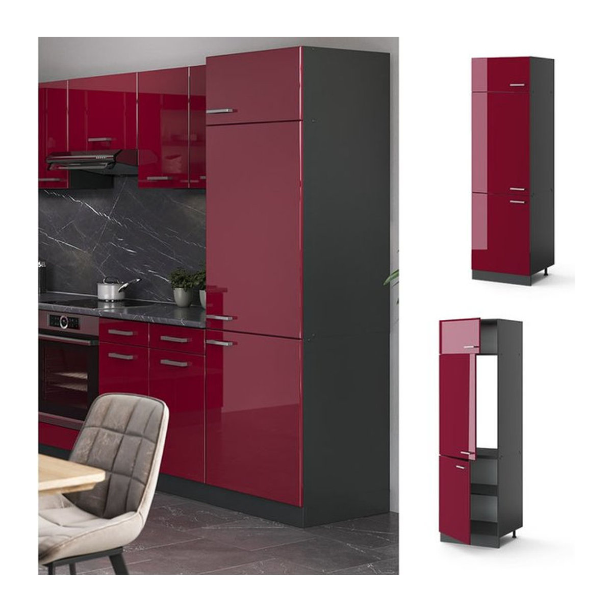 VICCO Küchenschrank Kühlumbauschrank R-Line Anthrazit Breite: 60 cm - Bild 1