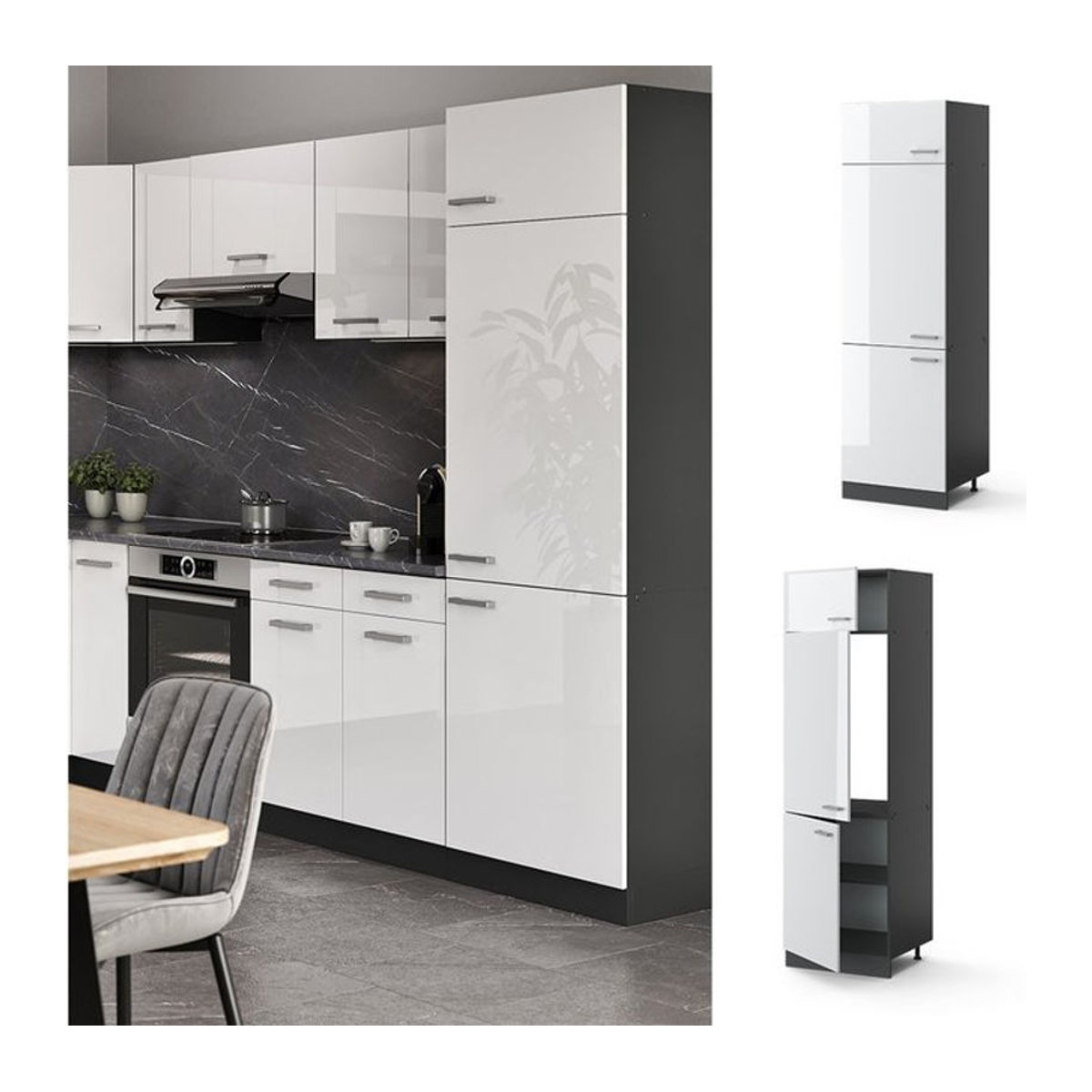 VICCO Küchenschrank Kühlumbauschrank R-Line Anthrazit Breite: 60 cm - Bild 1