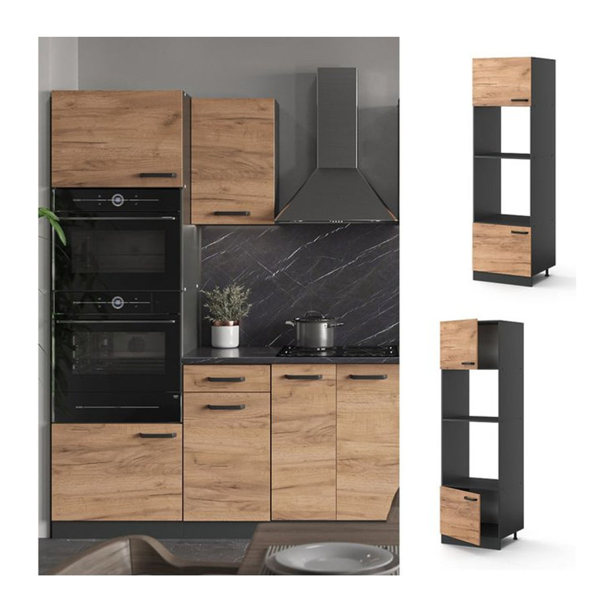 VICCO Küchenschrank Mikrowellenumbauschrank R-Line Anthrazit Breite: 60 cm - Bild 1