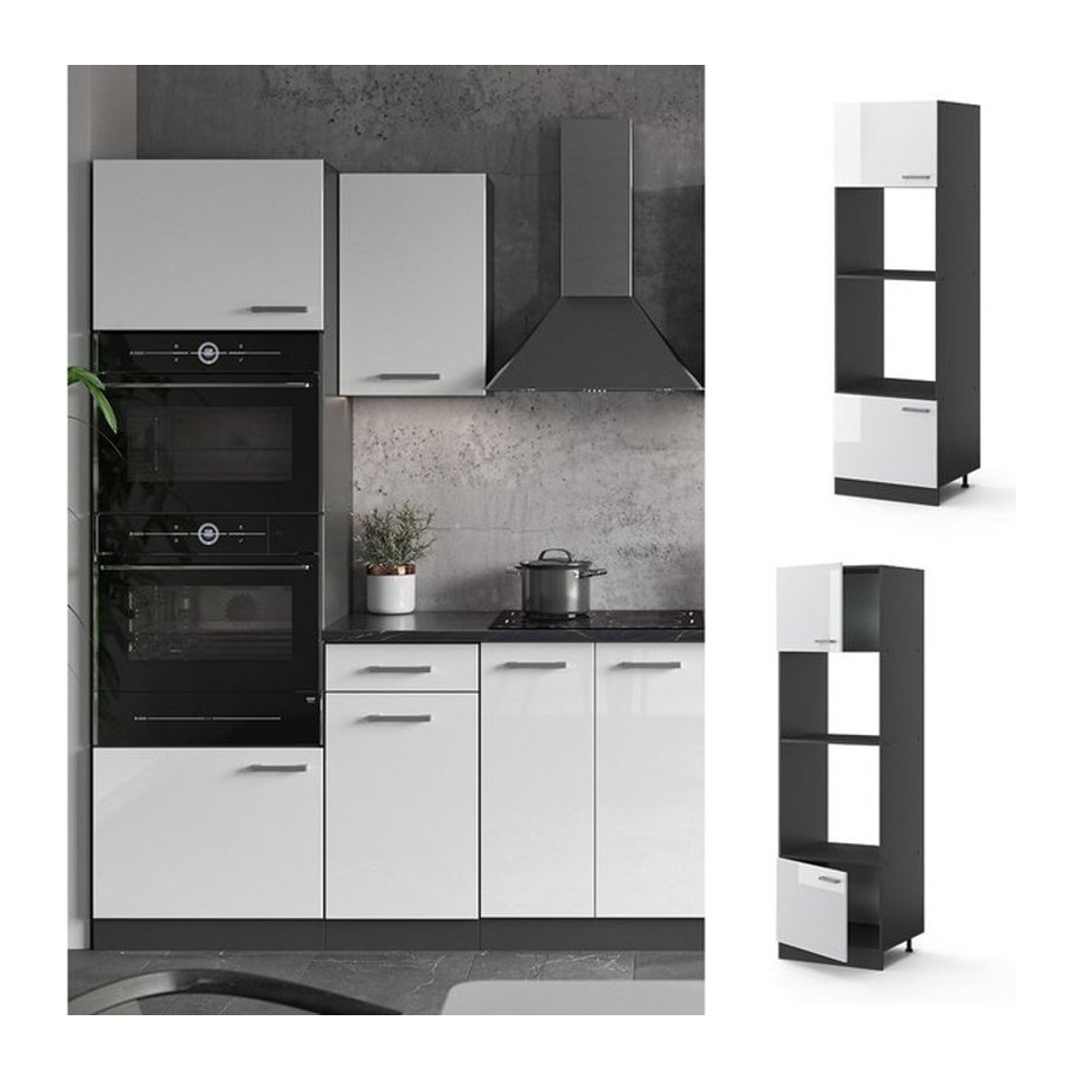 VICCO Küchenschrank Mikrowellenumbauschrank R-Line Anthrazit Breite: 60 cm, Höhe: 177,57 cm - Bild 1