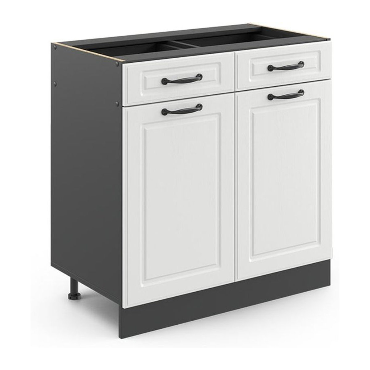 Vicco Küchenunterschrank R-Line in Anthrazit mit Schubladen und Drehtüren, Breite: 80 cm - Bild 1