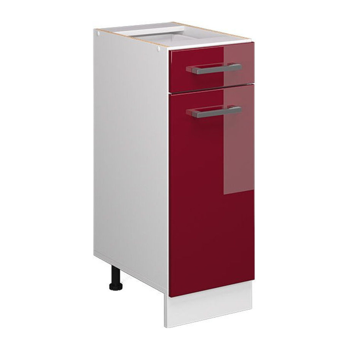 Vicco Küchenunterschrank R-Line in Weiß und Bordeaux mit Drehtüren und Schublade aus Holzwerkstoff, Breite: 30 cm - Bild 2