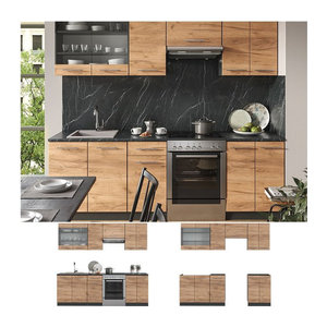 Vicco Küchenzeile Fame-Line in Anthrazit und Eiche Natur, moderne Einbauküche mit 240 cm Breite