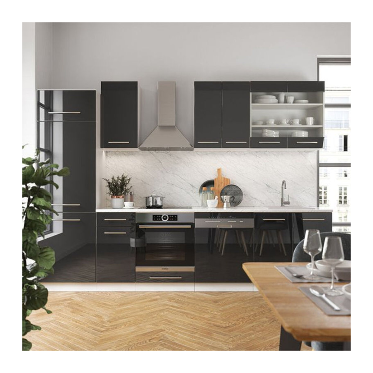 Vicco Küchenzeile Fame-Line Modern in Anthrazit und Grau mit Drehtüren, Breite: 240 cm - Bild 2