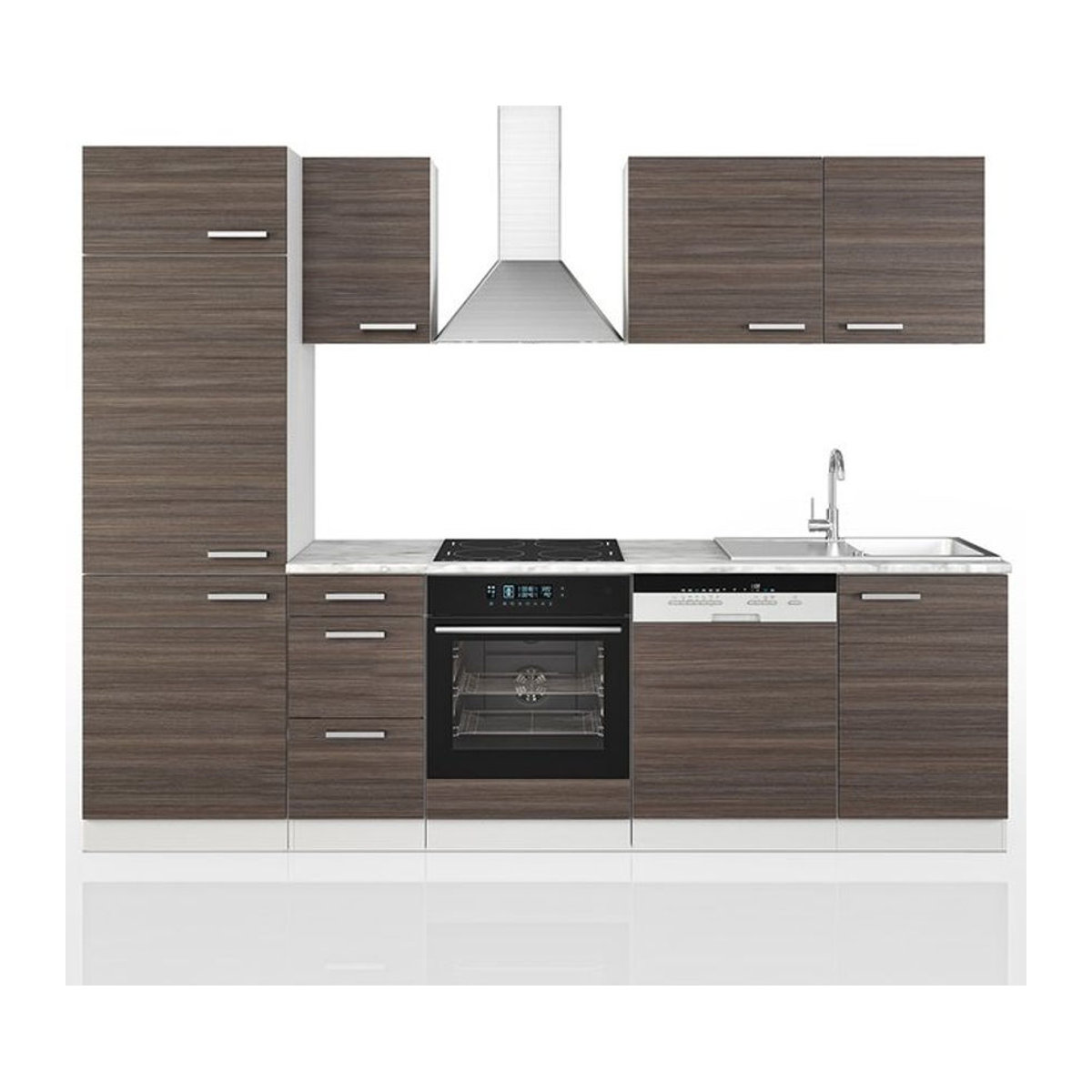 Vicco Küchenzeile Optima in Grau und Weiß, 270 cm Breite - Bild 1