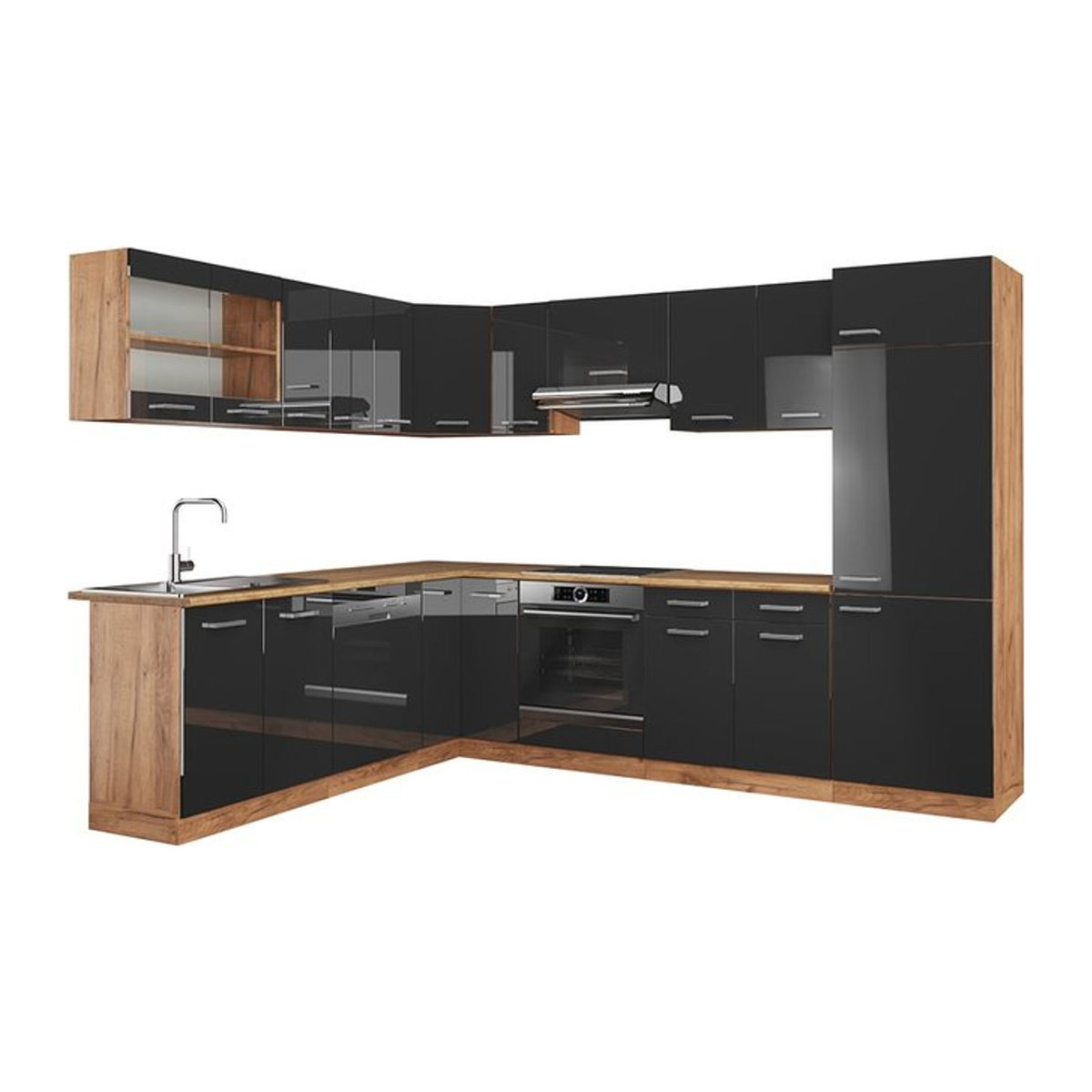 Vicco Küchenzeile R-Line Eckküche in Anthrazit mit Drehtüren, B/T/H: 287 x 277 cm - Bild 1