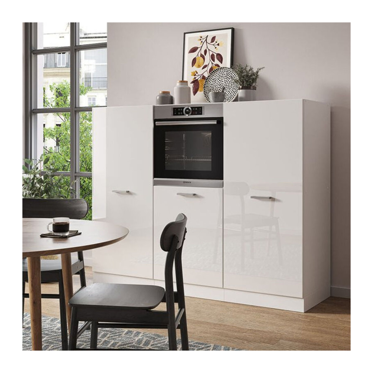 Vicco Küchenzeile R-Line in Weiß Hochglanz mit Küchenblock und Backofen, Breite: 180 cm - Bild 2