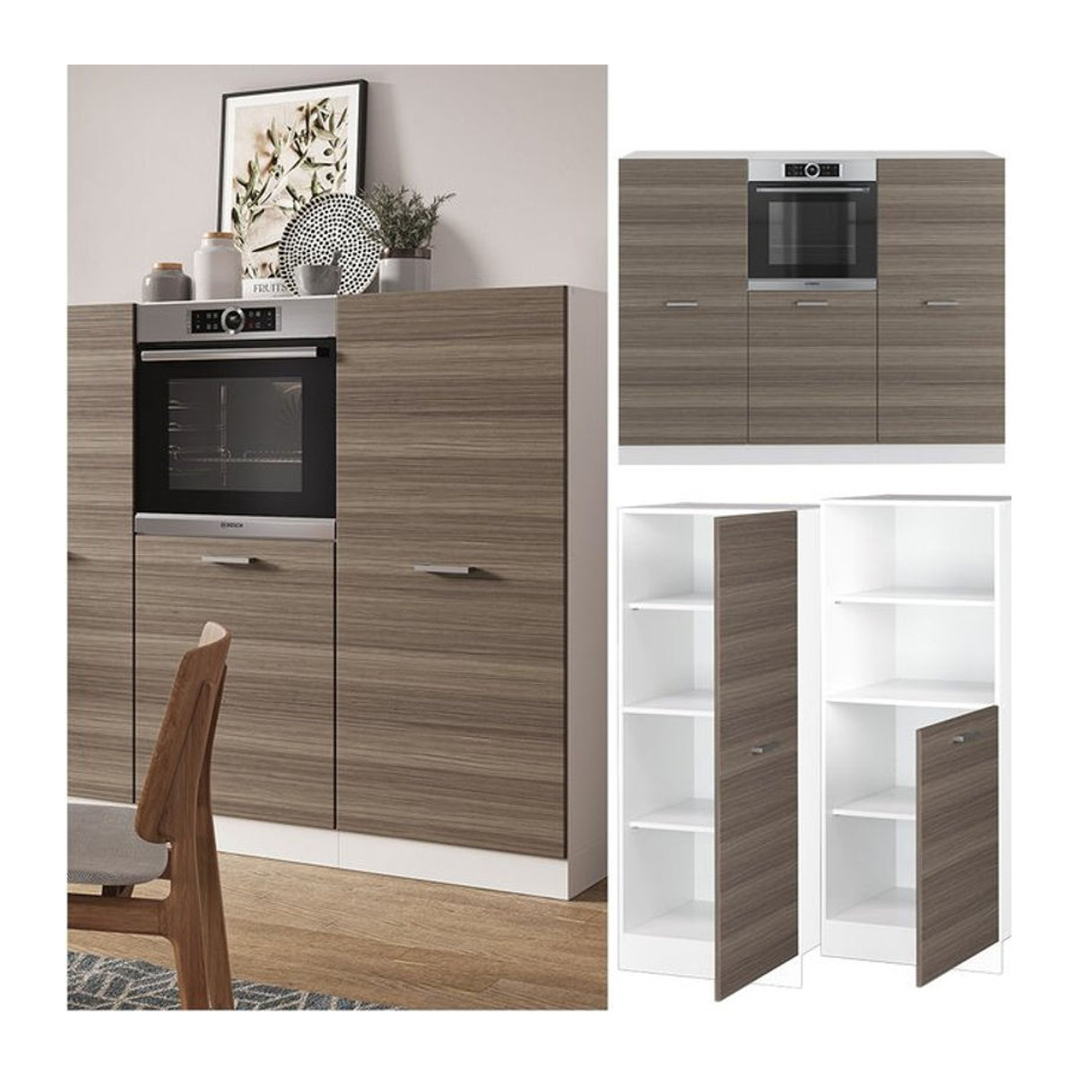 Vicco Küchenzeile R-Line in Weiß und Grau mit Drehtüren und modernem Design - Bild 1