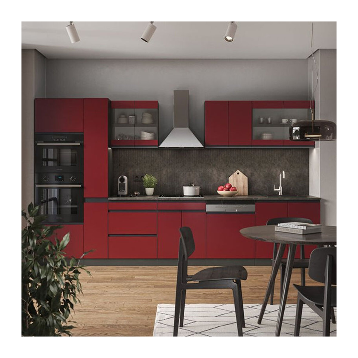 Vicco Küchenzeile R-Line J-Shape in Anthrazit und Rot mit 350 cm Breite - Bild 2