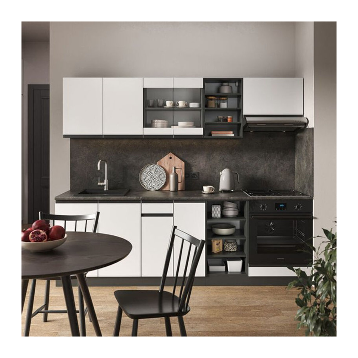 Vicco Küchenzeile R-Line J-Shape in Anthrazit und Weiß, moderne Einbauküche aus Holzwerkstoff, Breite: 240 cm - Bild 2