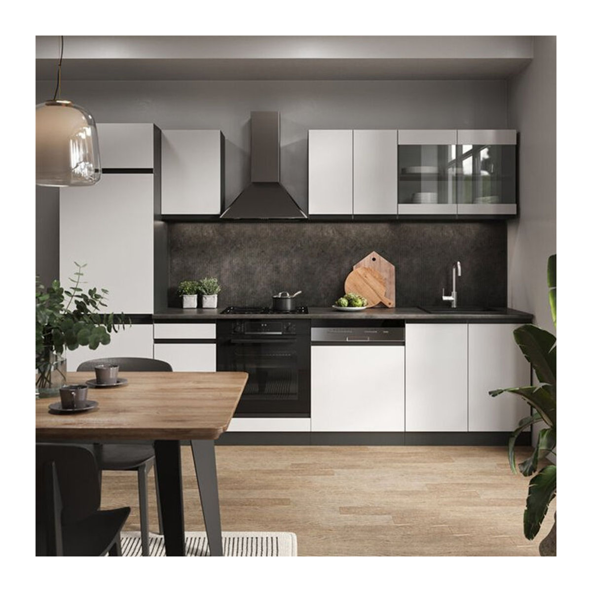 Vicco Küchenzeile R-Line J-Shape in Anthrazit und Weiß, moderne Einbauküche aus Holzwerkstoff, Breite: 300 cm - Bild 2