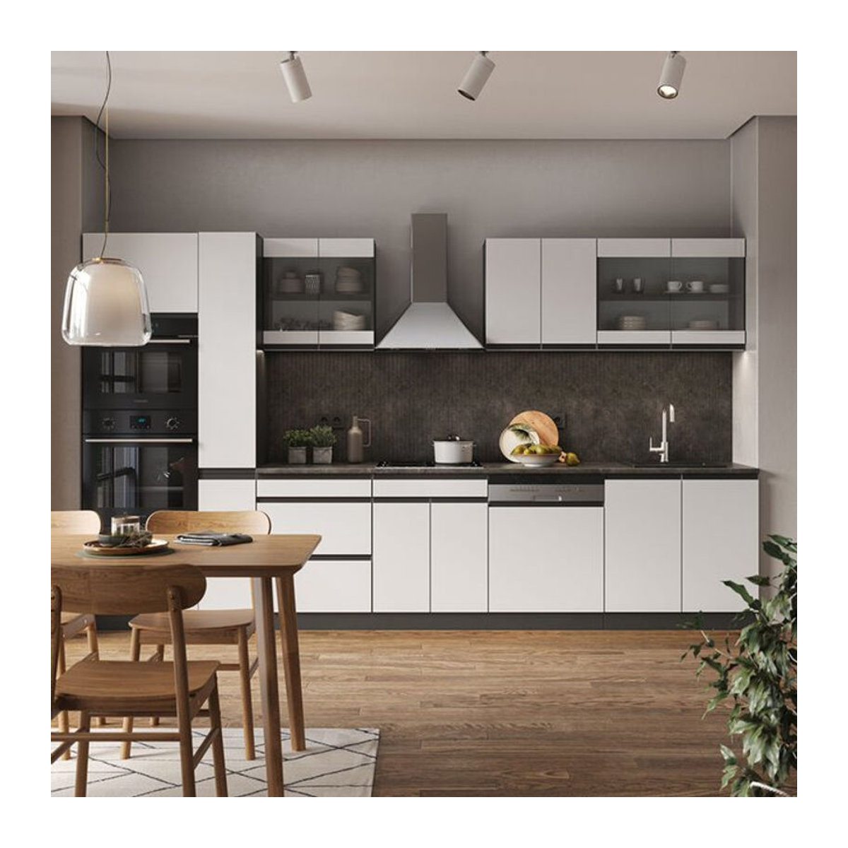 Vicco Küchenzeile R-Line J-Shape in Anthrazit und Weiß, moderne Einbauküche aus Holzwerkstoff mit 350 cm Breite - Bild 2
