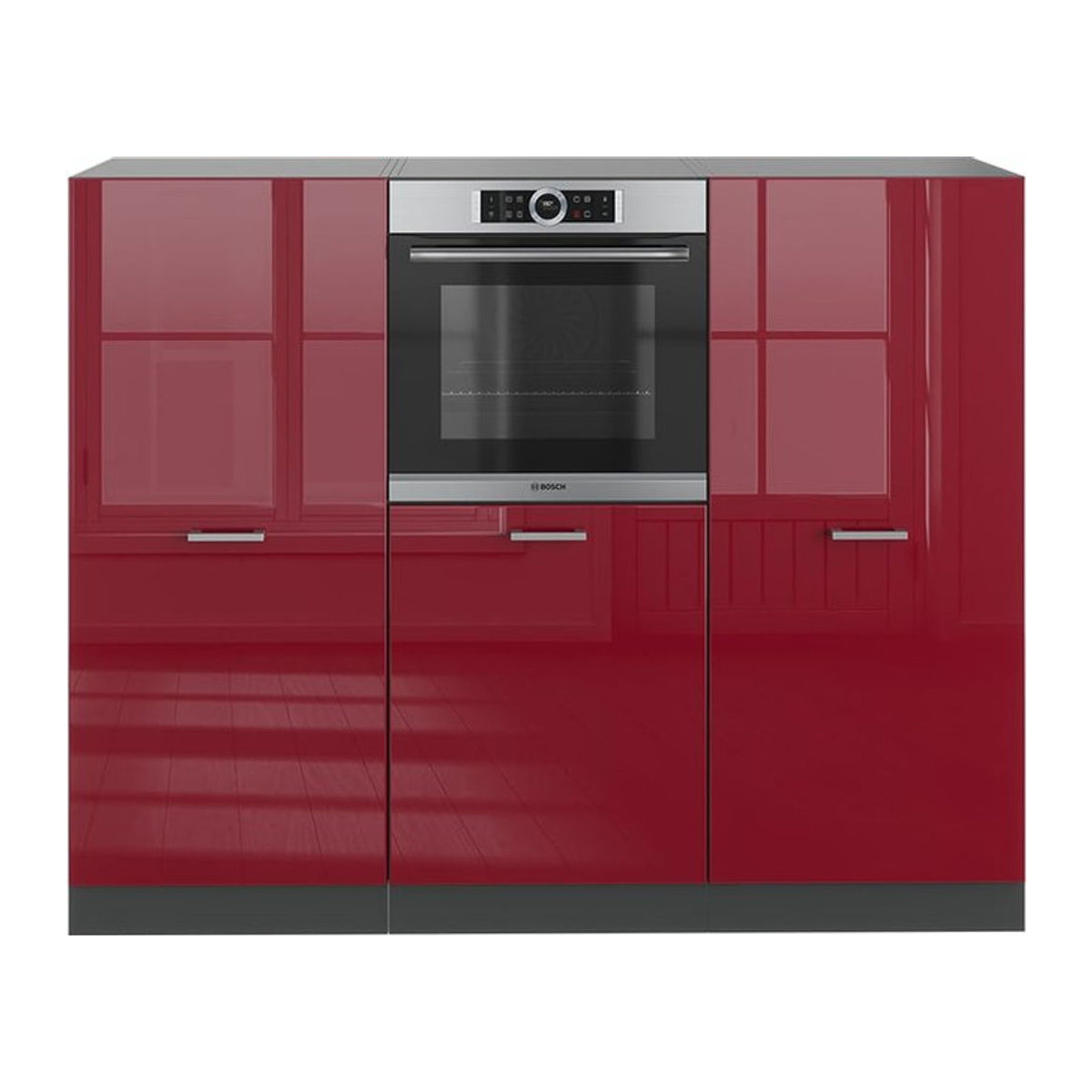 Vicco Küchenzeile R-Line Küchenblock in Bordeaux Hochglanz und Anthrazit mit Breite: 180 cm - Bild 1