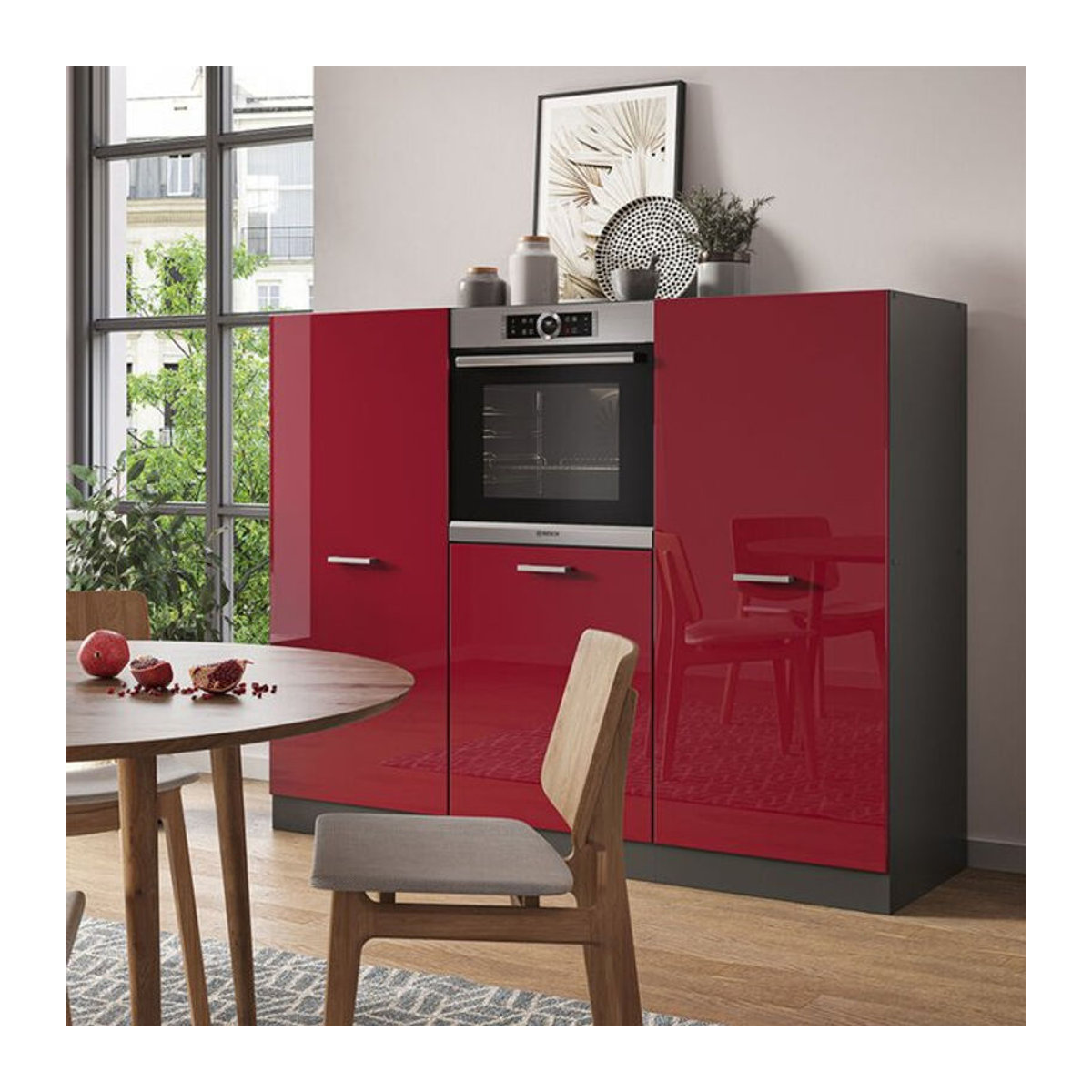 Vicco Küchenzeile R-Line Küchenblock in Bordeaux Hochglanz und Anthrazit mit Breite: 180 cm - Bild 2