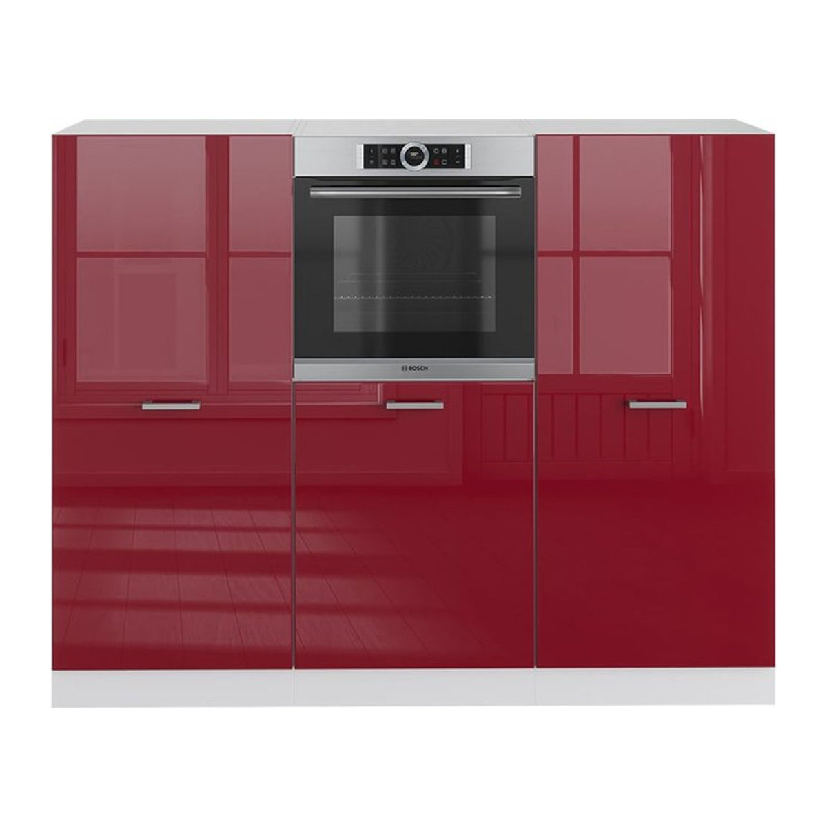Vicco Küchenzeile R-Line Küchenblock in Bordeaux Hochglanz und Weiß mit 180 cm Breite - Bild 1