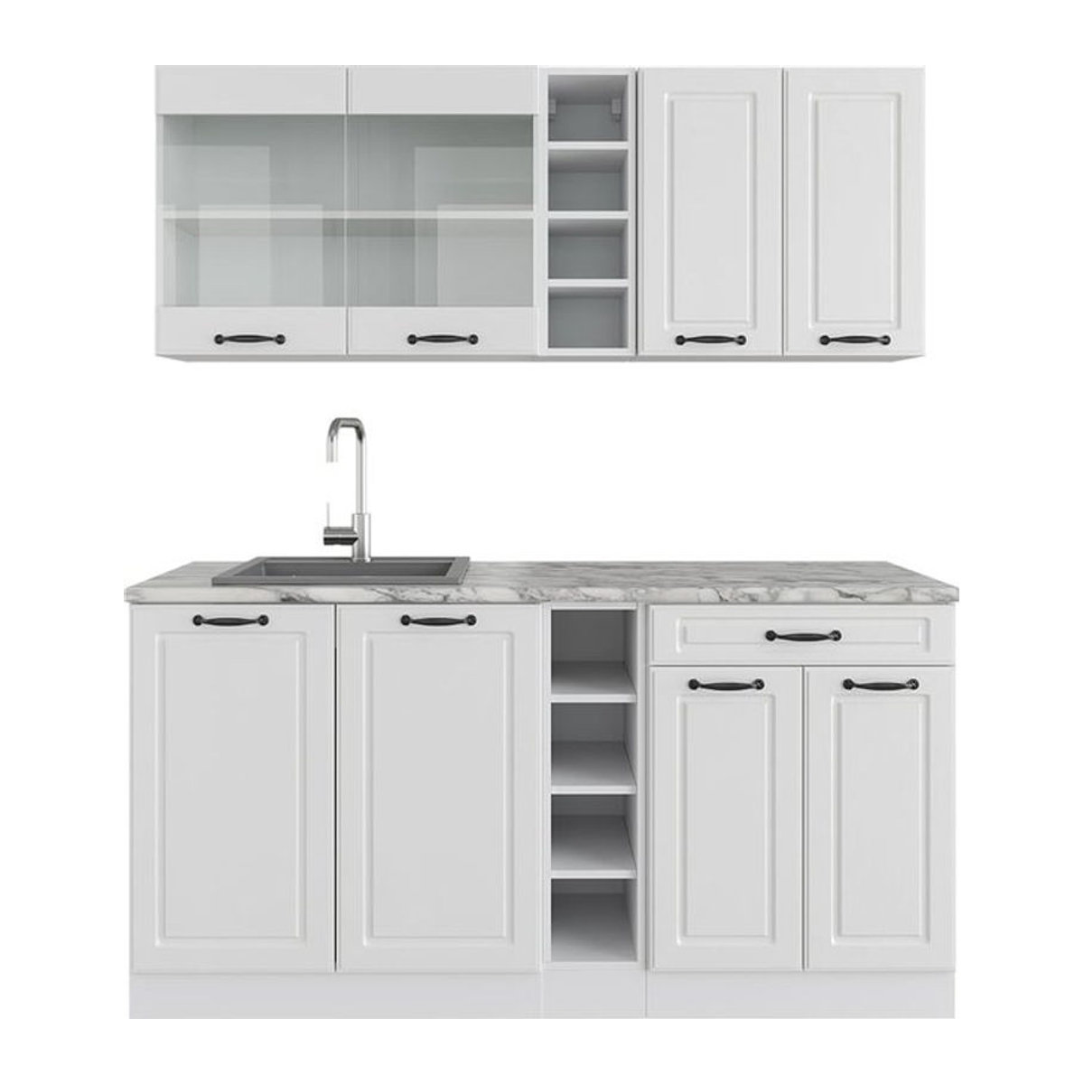 Vicco Küchenzeile R-Line Single Landhaus Weiß 160 cm - Bild 1