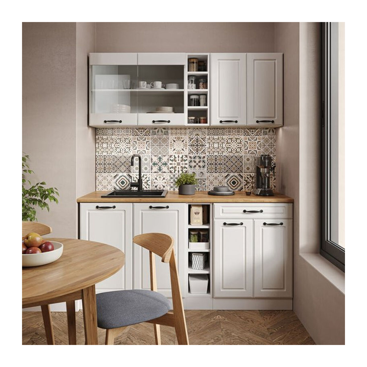 Vicco Küchenzeile R-Line Single Landhaus Weiß 160 cm - Bild 2