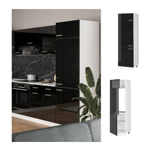 Vicco Kühlumbauschrank R-Line Solid Vorratsschrank mit Drehtüren in Weiß und Schwarz, Breite: 60 cm