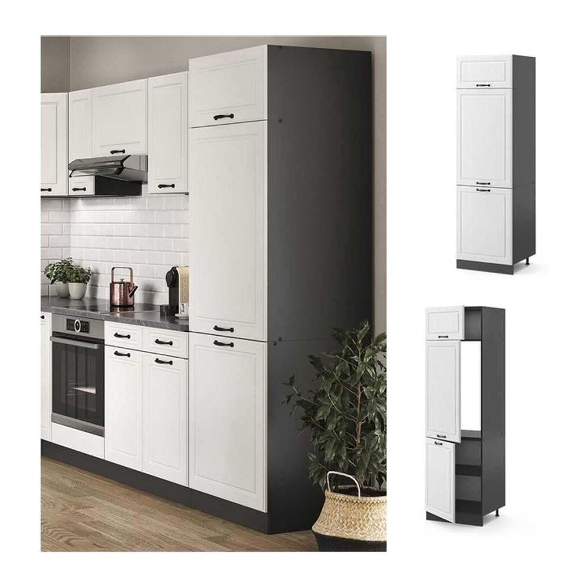 Vicco Kühlumbauschrank R-Line Unterschrank in Anthrazit mit Drehtüren für deine Küchenzeile - Bild 1